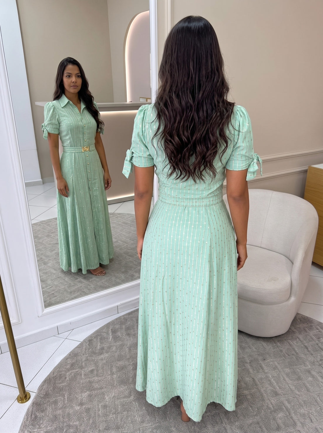 Vestido Aline - Verde Cerâmica (costas)