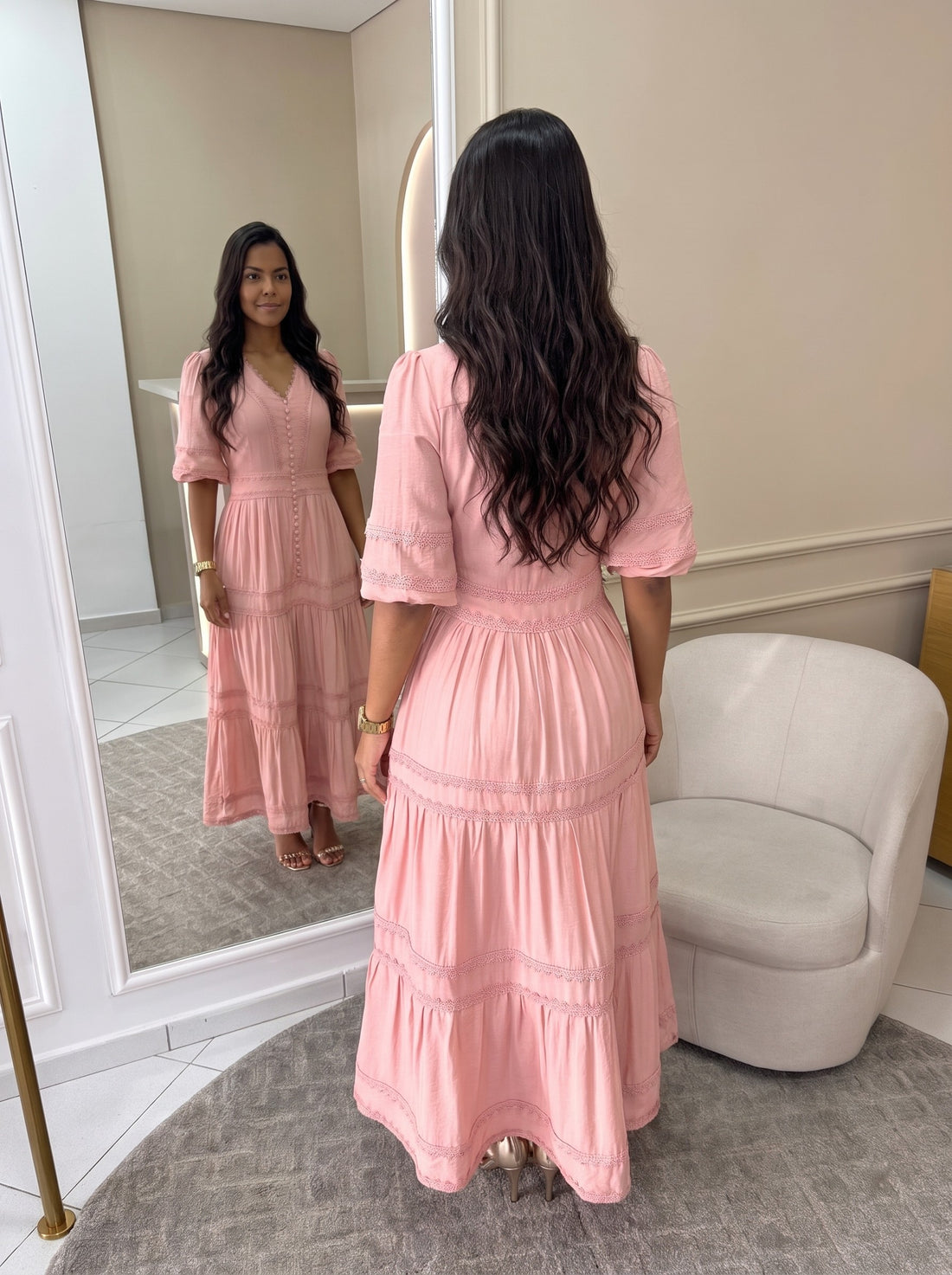 Vestido Briana - Rosa Seco (costas)