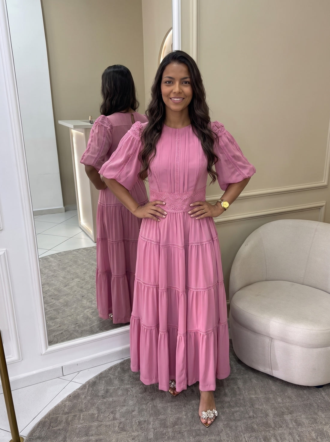 Vestido Elisabete - Rosa (frente)