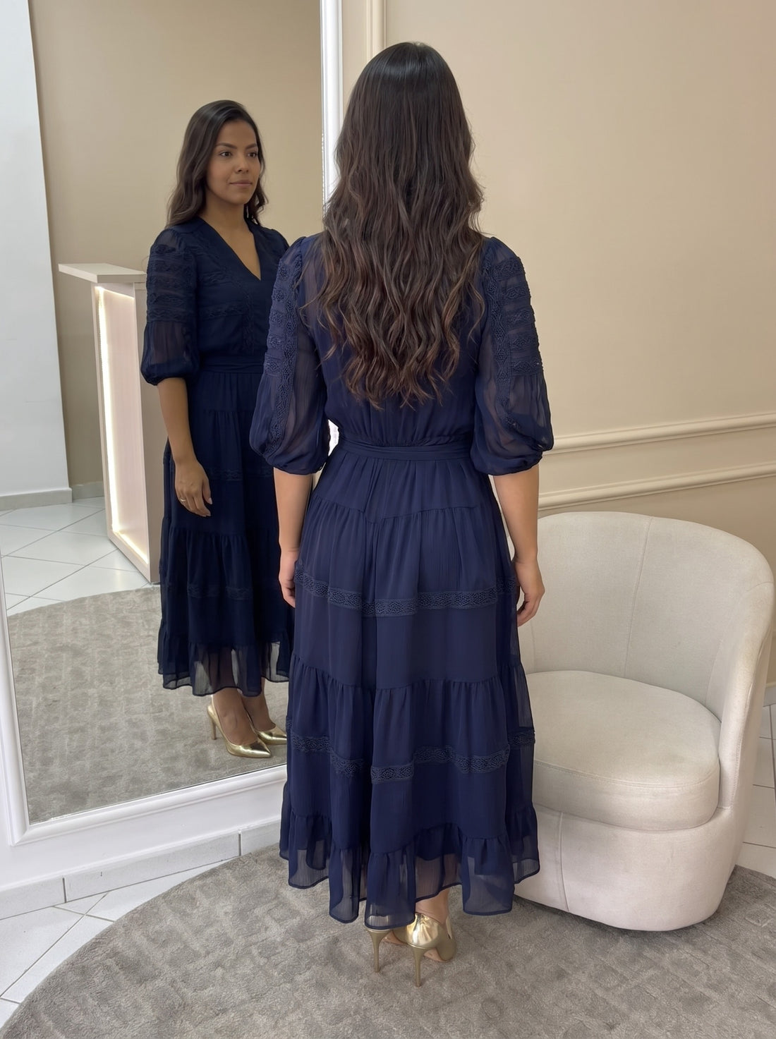 Vestido Esmeralda - Azul Marinho (costas)