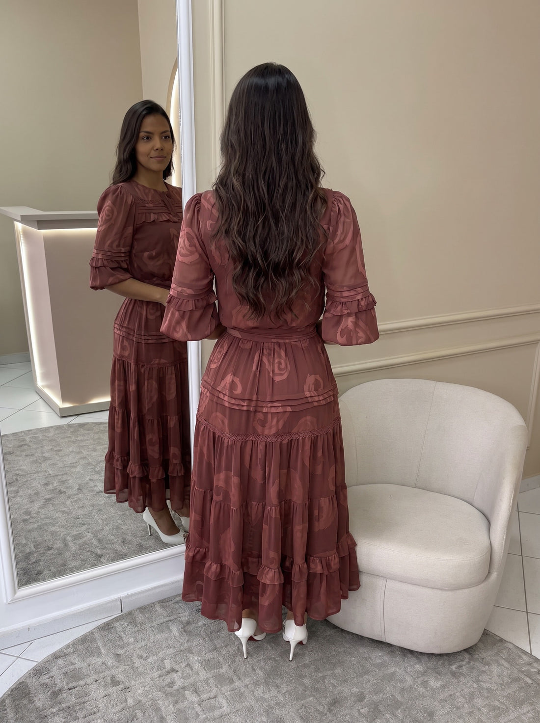 Vestido Gabriela - Marrom (costas)