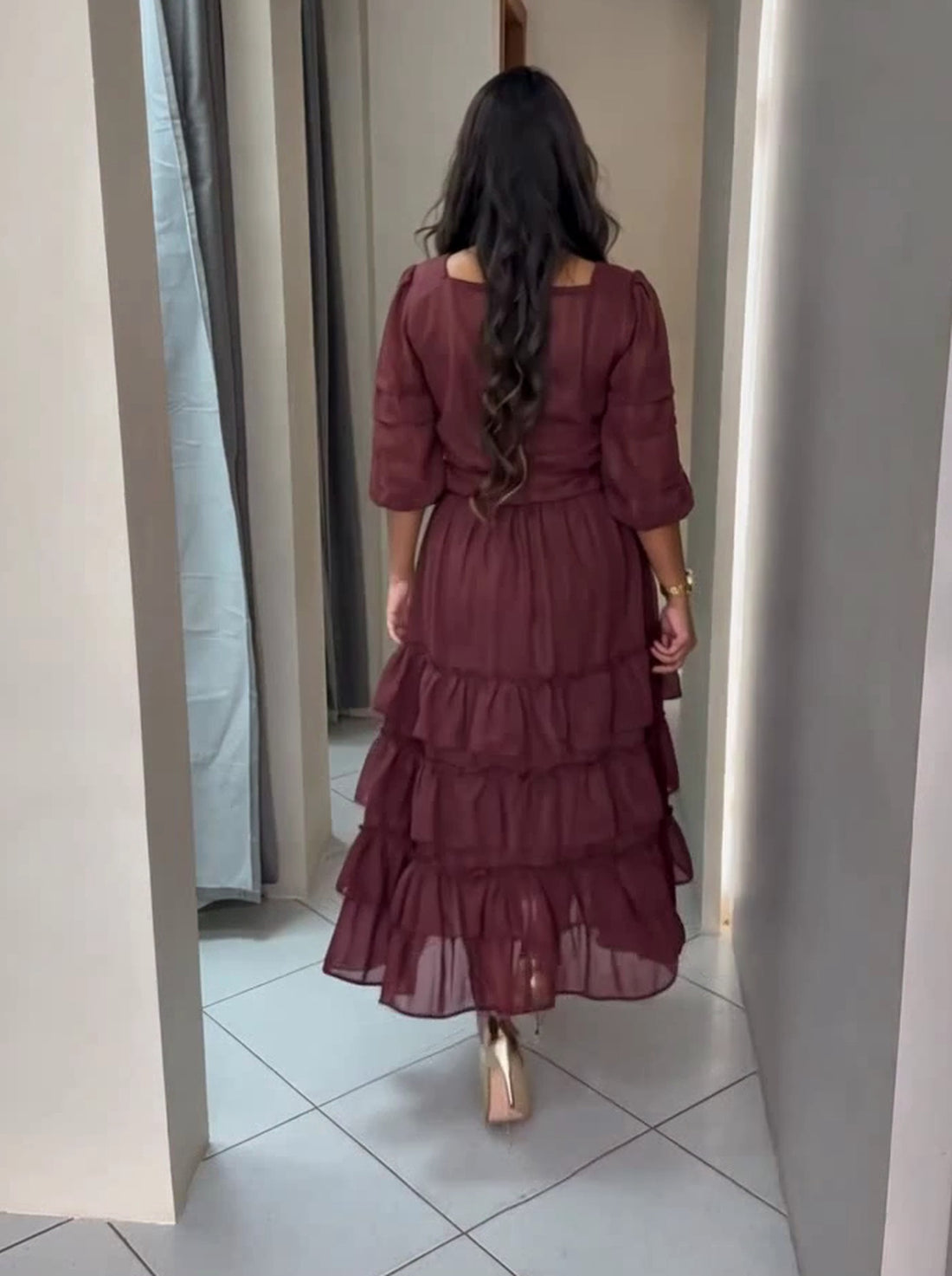Vestido Helena - Vinho (costas)