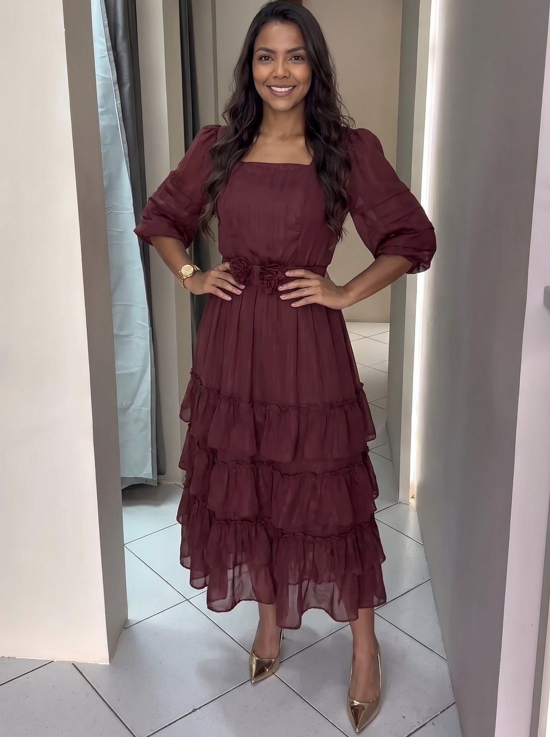Vestido Helena - Vinho (frente)
