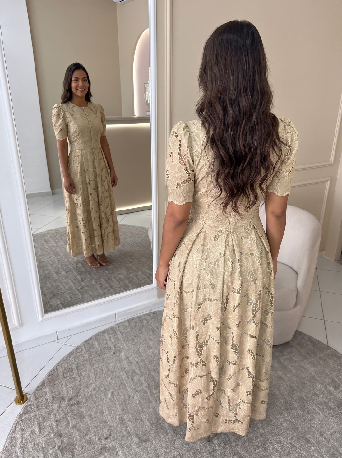 Vestido Irene - Bege (costas)