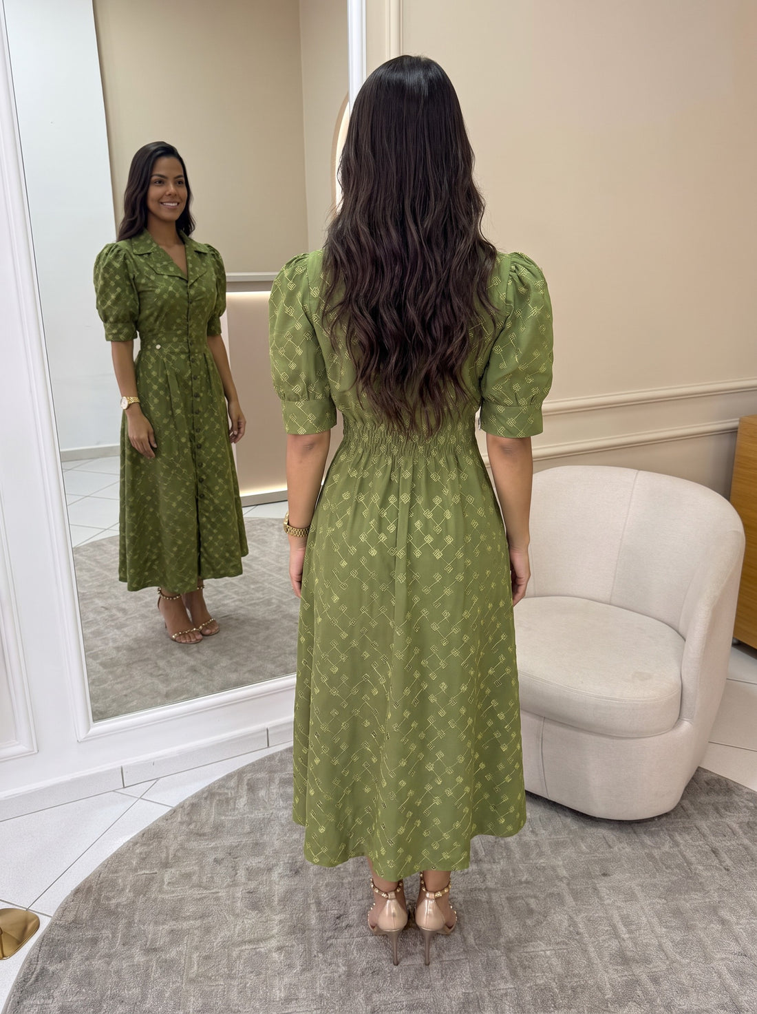 Vestido Lavínia - Verde Oliva (costas)