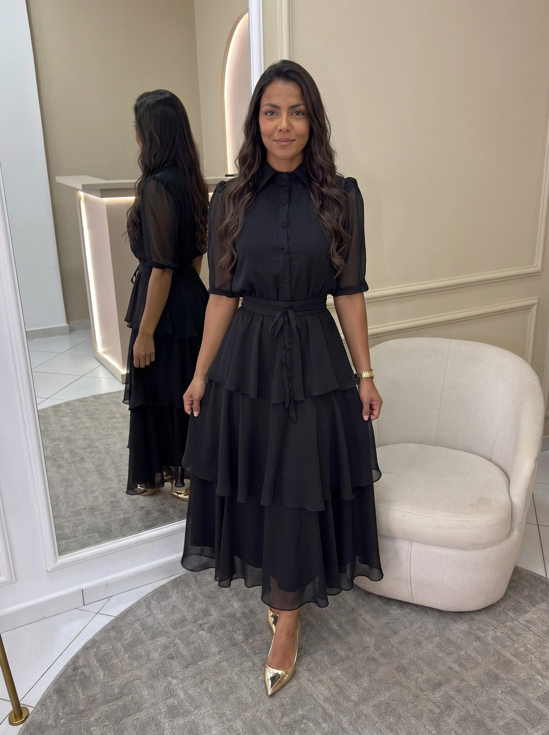 Vestido Pérola - Preto (frente)