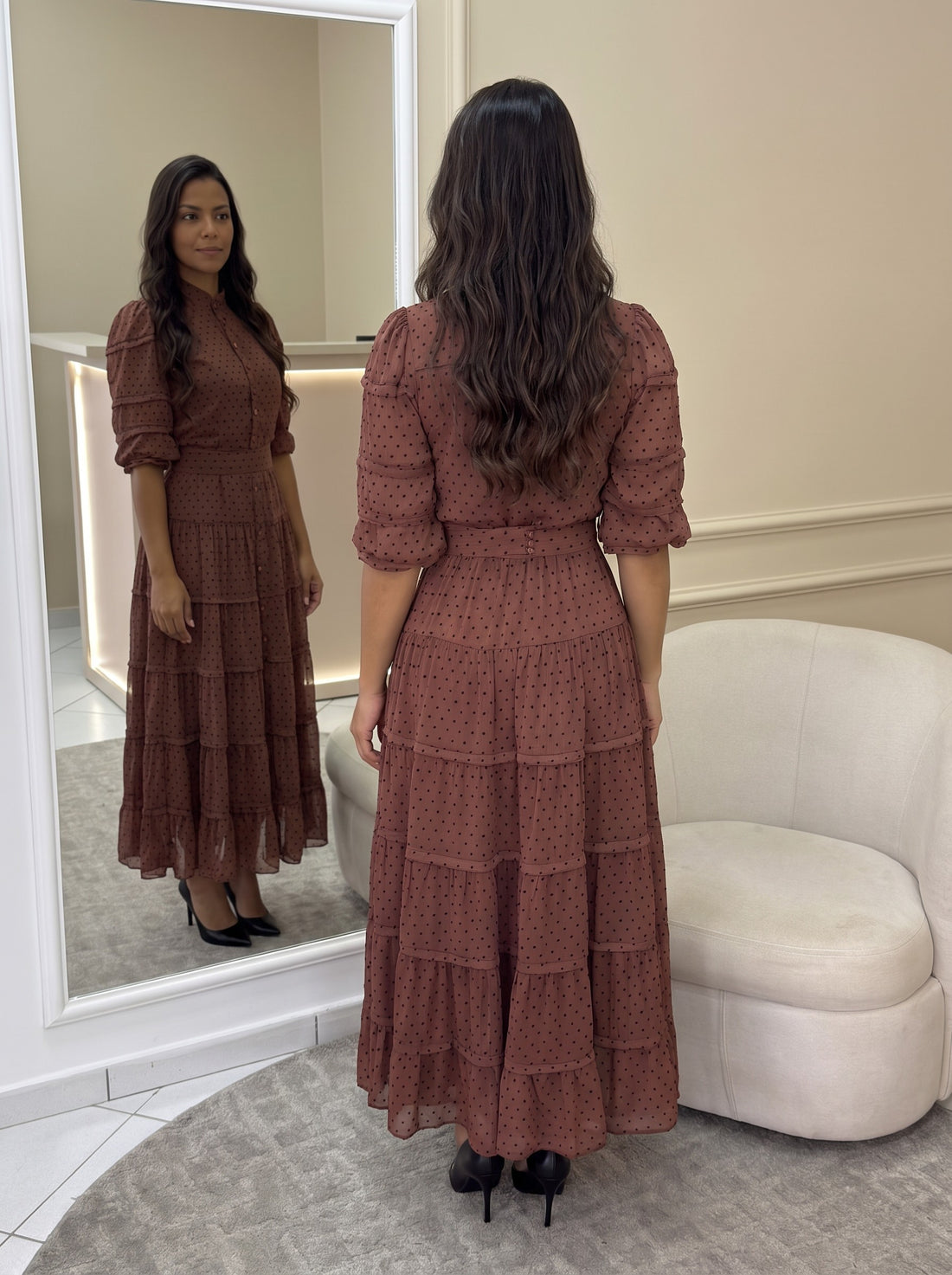 Vestido Regiane - Marrom (costas)