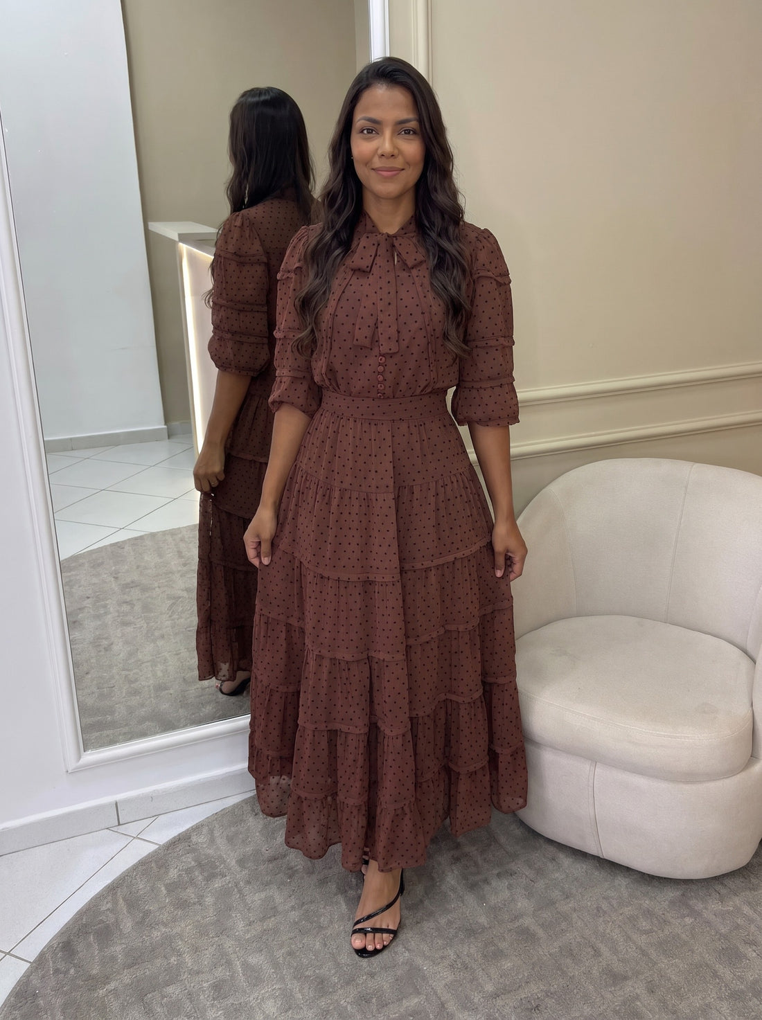 Vestido Regiane - Marrom (frente)