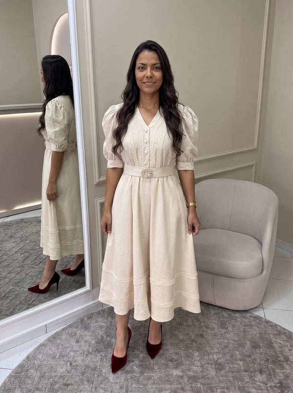 Vestido Renata - Bege Areia