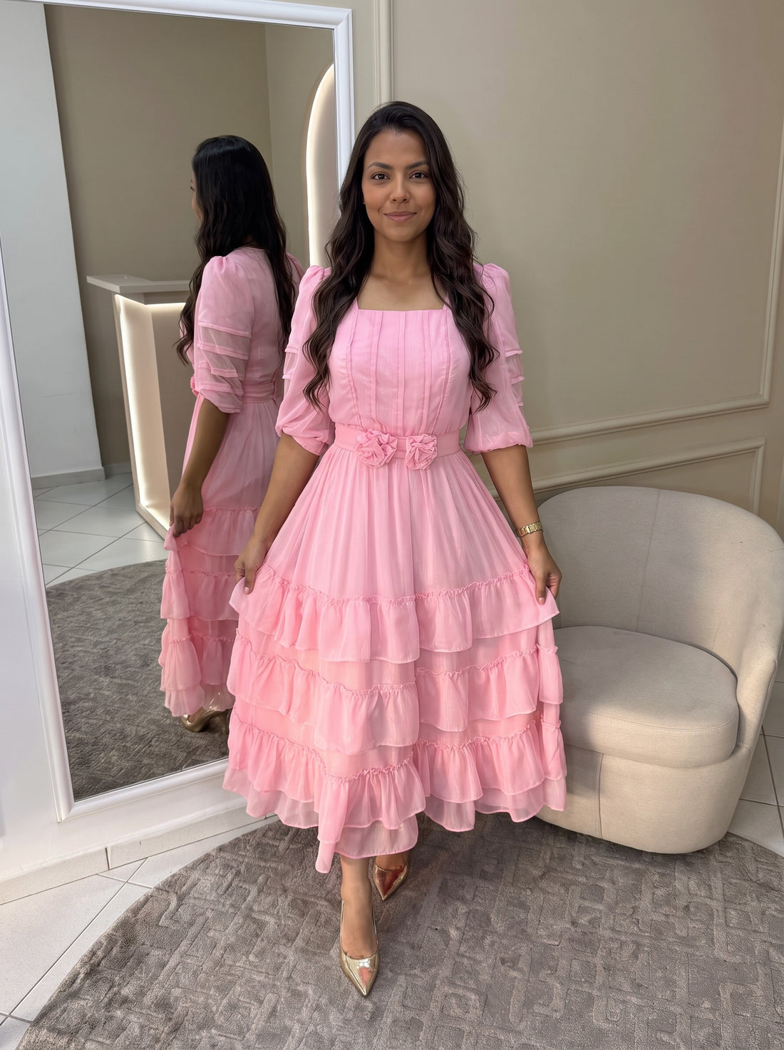 Vestido Samira - Rosa (frente)