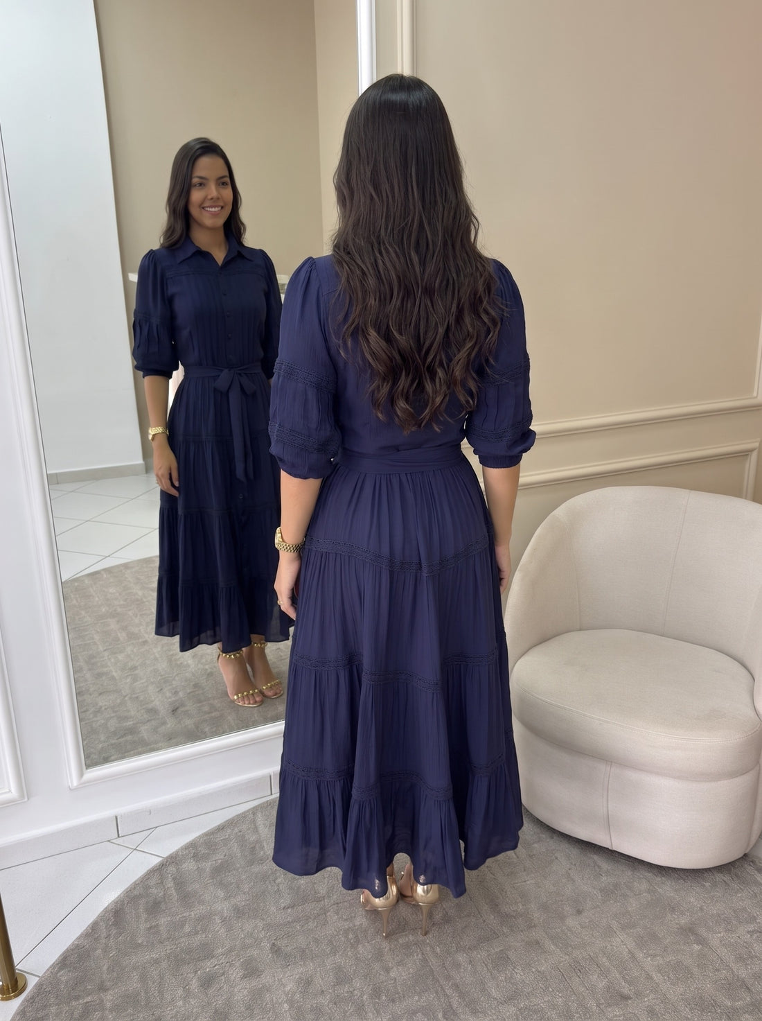 Vestido Sílvia - Azul Noite (costas)