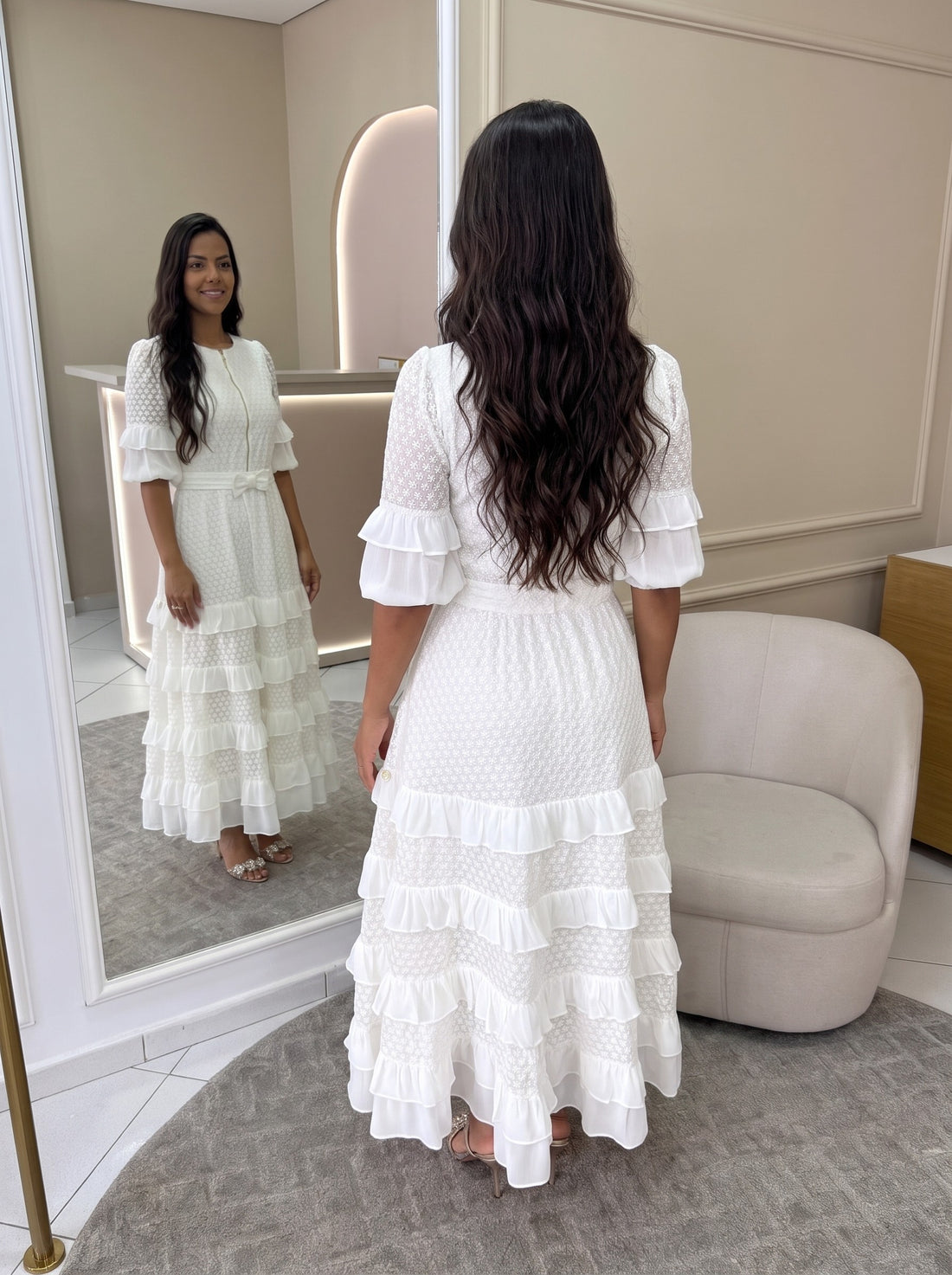 Vestido Simone - Off-White (costas)